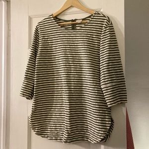 Striped green 3/4 length sleeve shirt
